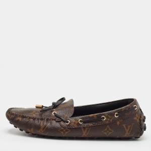 Pre Owned Louis Vuitton Gloria Size 40 Brown Monogram Canvas Flat Loafers 