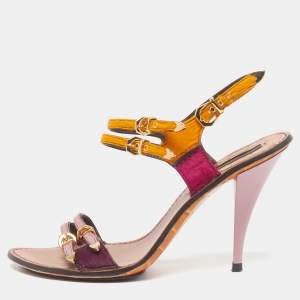 Pre Owned صندل لوي فيتون متعدد الألوان شعر العجل بتفاصيل إبزيم وأشرطة مقاس 40