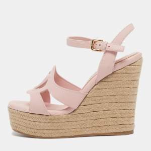 مملوكة مسبقًا Louis Vuitton LV Isola Size 37 Pink Leather Wedge Sandals