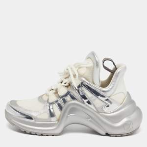 مملوكة مسبقًا حذاء رياضي لوي فيتون أرش لايت  LV شبك وجلد أبيض / ذهبي مقاس 38.5