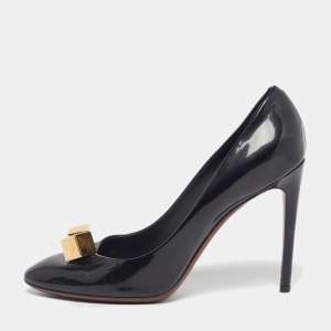 Pre Owned حذاء كعب عالى لوى فيتون كوب جلد لامع أسود مقاس 39