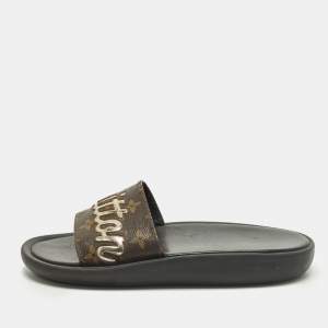 مملوكة مسبقًا Louis Vuitton Sunbath Size 38 Brown Monogram Canvas Flat Sandals