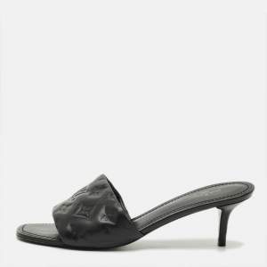 مملوكة مسبقًا Louis Vuitton Revival Size 40 Black Leather Slide Sandals