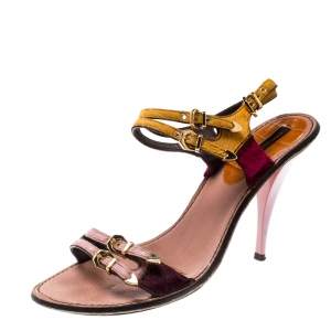 مملوكة مسبقًا Louis Vuitton Multicolor Calf Hair Buckle Ankle Strap Sandals Size 38.5