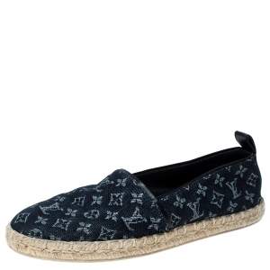 Pre Owned Louis Vuitton Monogram Denim Espadrille Loafers Size 38