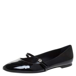 Louis Vuitton Black Patent Leather Mary Jane Ballet Flats Size 39.5