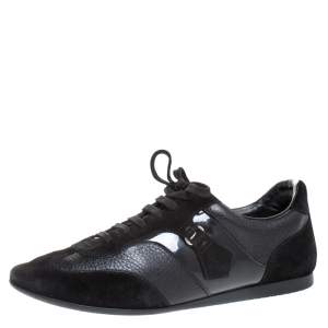 Louis Vuitton Black Leather and Suede Lace Low Top Sneakers Size 40