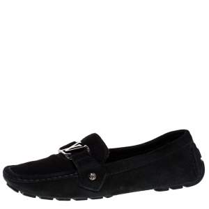 مملوكة مسبقًا Louis Vuitton Green/Black Suede Oxford Loafers Size 37.5