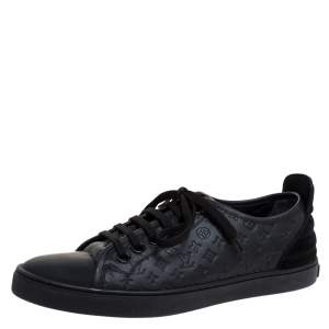 Louis Vuitton Black Monogram Empreinte Leather and Suede Low Top Sneakers Size 37
