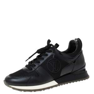 Louis Vuitton Black Perforated Leather Run Away Sneakers Size 38.5