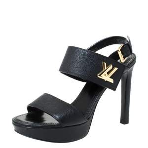 Louis Vuitton Black Leather Horizon Sandals Size 38.5