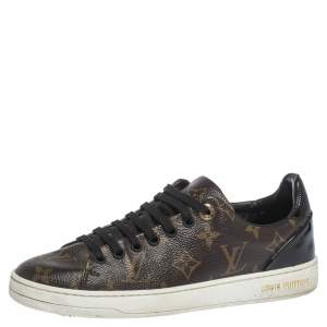 Louis Vuitton Monogram Canvas And Leather Trim Frontrow Low Top Sneakers Size 36.5