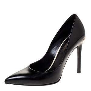 Pre Owned حذاء كعب عالي لوي فيتون بمقدمة مدببة جلد أسود مقاس 36