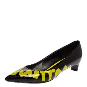 Pre Owned Louis Vuitton Limited Edition Black Patent Leather Graffiti Logo Stephen Sprouse Pointed Toe Pumps Size 41
