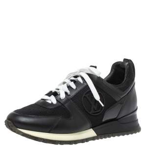 Louis Vuitton Black Leather And Mesh Run Away Low Top Sneakers Size 36.5