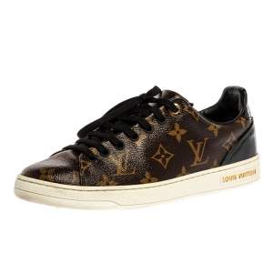 مملوكة مسبقًا Louis Vuitton Brown Monogram Canvas And Patent Leather Frontrow Low Top Sneakers Size 37.5