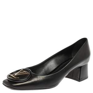 Louis Vuitton Black Leather Madeleine Block Heel Pumps Size 39