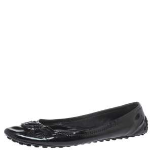Pre Owned Louis Vuitton Black Patent Leather Oxford Flats Size 40