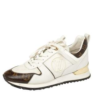 مملوكة مسبقًا Louis Vuitton White/Brown Monogram Canvas And Mesh Reverse Run Away Sneakers Size 37.5