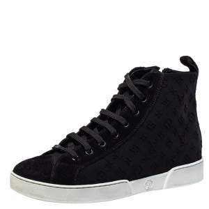 Louis Vuitton Black Monogram Neoprene and Suede Stellar High Top Sneakers Size 36.5