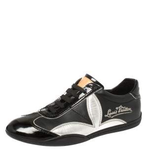 مملوكة مسبقًا Louis Vuitton Black/Silver Patent Leather And Leather Low Top Lace Up Sneakers Size 39