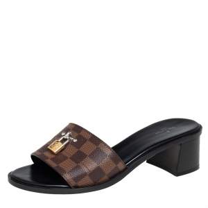 مملوكة مسبقًا Louis Vuitton Damier Ebene Canvas Lock It Slide Sandals Size 40
