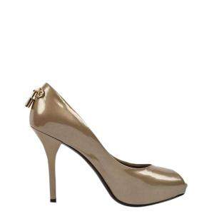 Louis Vuitton Bronze Patent Leather Oh Really! Peep Toe Pumps Size 38