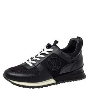 Louis Vuitton Black Mesh And Leather Run Away Sneakers Size 38.5