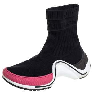 Louis Vuitton Black Knit Fabric Archlight Sock High Top Sneaker Boots Size 38