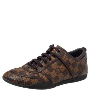Pre Owned Louis Vuitton Damier Ebene Coated Canvas and Leather Low Top Sneakers Size 37.5
