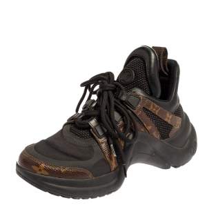 Pre Owned Louis Vuitton Black/Brown Monogram Canvas And Neoprene Archlight Sneakers Size 36