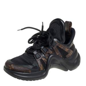 Louis Vuitton Black/Brown Neoprene And Monogram Canvas Archlight Low Top Sneakers Size 37