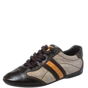 مملوكة مسبقًا Louis Vuitton Brown Leather And Mesh Low Top Sneakers Size 38