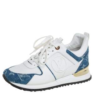 Louis Vuitton White/Denim Canvas And Mesh Run Away Sneakers Size 35.5