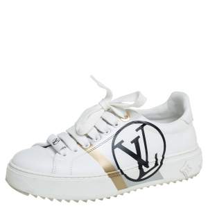 Louis Vuitton White Leather Logo Time Out Sneakers Size 36