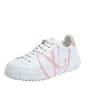 Louis Vuitton White Leather Time Out Low Top Sneakers Size 36