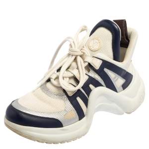 Louis Vuitton White/Blue Mesh And Leather Archlight Low Top Sneakers Size 38