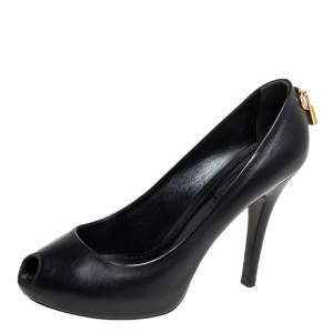 Louis Vuitton Black Leather Oh Really! Peep Toe Pumps Size 38