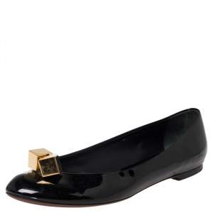 Louis Vuitton Black Patent Leather Dice Ballet Flats Size 39.5