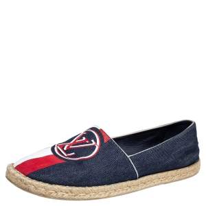 مملوكة مسبقًا Louis Vuitton Navy Blue Denim Canvas Postcard Flats Size 41