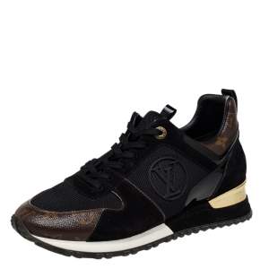 Louis Vuitton Black/Brown Mesh And Monogram Canvas Run Away Low Top Sneakers Size 40