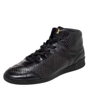 مملوكة مسبقًا Louis Vuitton Black Leather Embellished High Top Sneakers Size 39