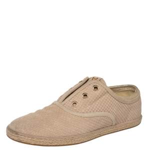 Louis Vuitton Beige Petit Damier Suede Espadrille Oxford Sneakers Size 38.5