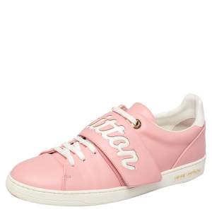 Pre Owned حذاء رياضي لوي فيتون فرونترو بشعار الماركة جلد وردي/أبيض مقاس 41 