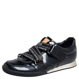 Louis Vuitton Black Patent Leather Velcro Sneakers Size 38