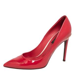 Louis Vuitton Red Patent Leather Eyeline Pointed Toe Pumps Size 38