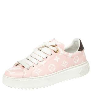 Louis Vuitton Pink Monogram Canvas and Leather Time Out Sneakers Size 37
