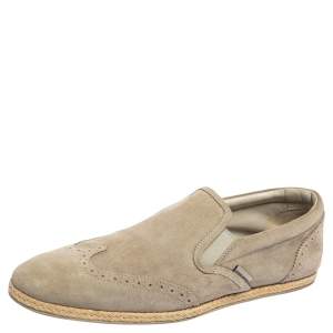 مملوكة مسبقًا حذاء لوفرز إسبادريل لوي فيتون سويدي رصاصي بروغي مقاس 41.5