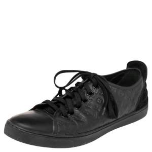 Louis Vuitton Black Monogram Empreinte Leather And Suede Low Top Sneakers Size 38