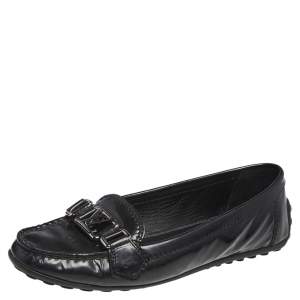 Louis Vuitton Black Patent Leather Oxford Loafers Size 38